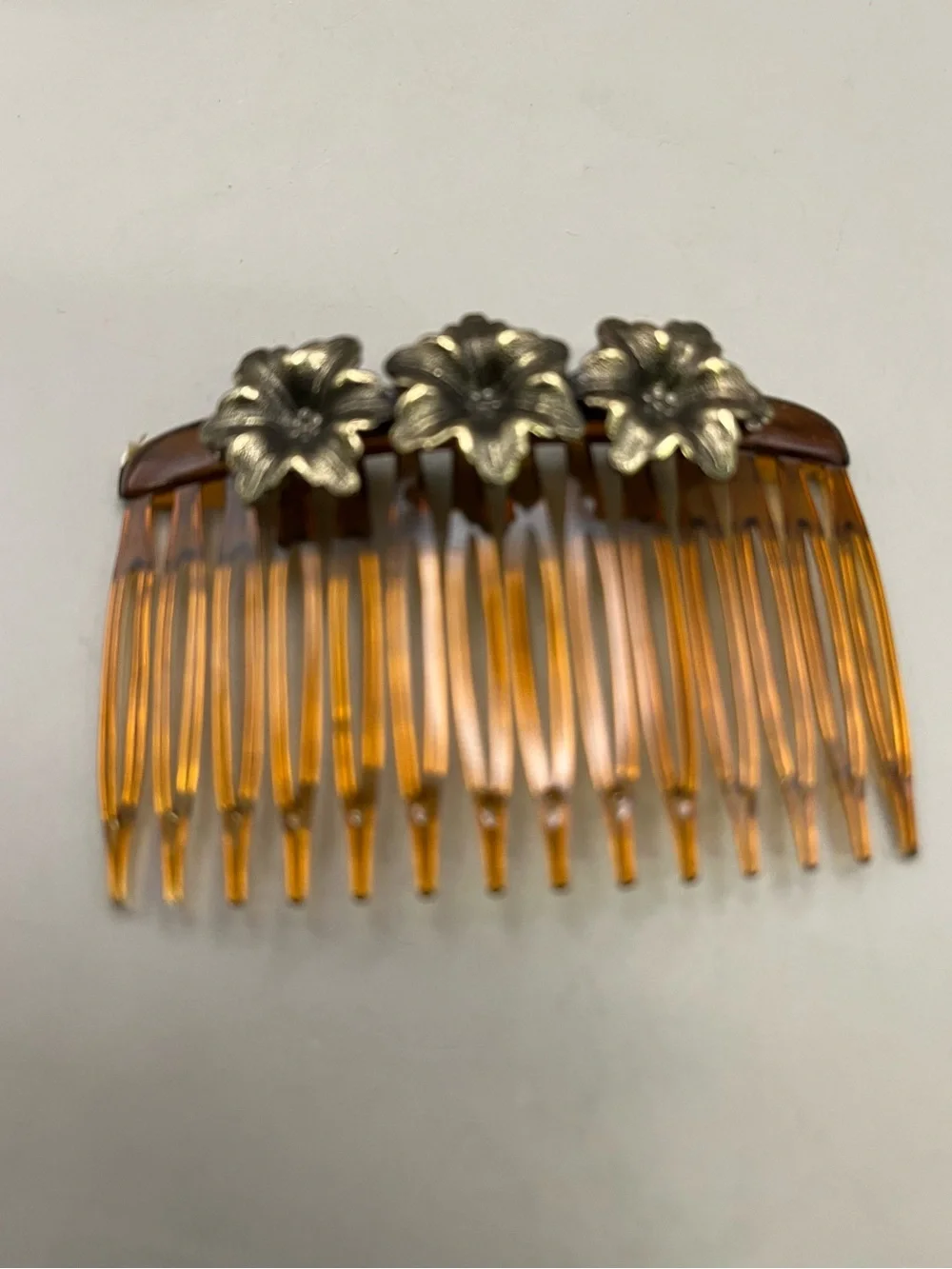 Vintage Lot of 3 Ornate Hair Combs | Gold Tone Floral Crystal Rhinestone